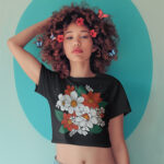 Floral Designed Ladies Round Neck Crop Top - Crop-1509