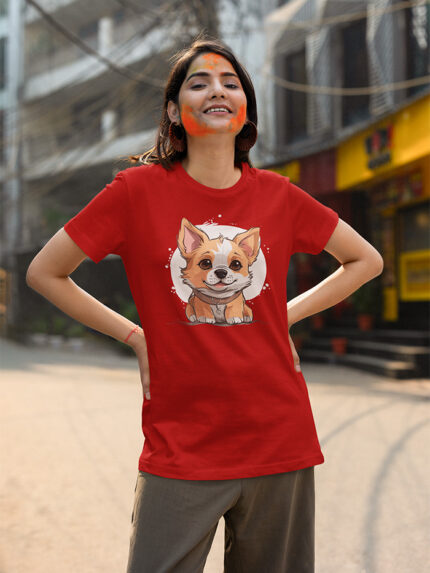 Corgi Charm: Adorable Corgi Graphic Ladies T-Shirt - WTEE-1528