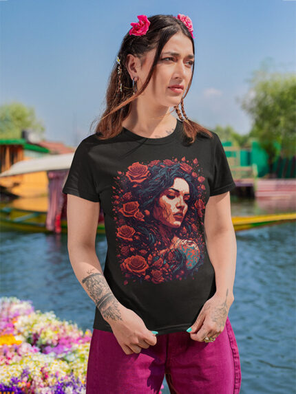 Red Roses Beauty Slim Fit Ladies T-shirt - WTEE-1531