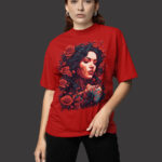 Relaxed Fit Vintage-Inspired Floral Face Print Ladies T-shirt - WTEE-1531