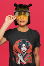 Geisha with Swords Artistic Ladies T-shirt - WTEE-1536