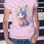 Hipster Bunny Art Ladies T-shirt - WTEE-1544