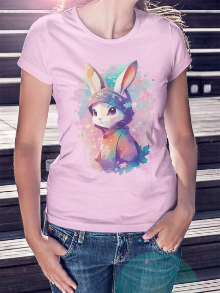 Hipster Bunny Art Ladies T-shirt - WTEE-1544