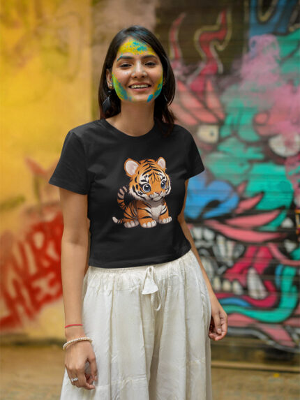 Cute Baby Tiger Designed Crop top - Crop-1552