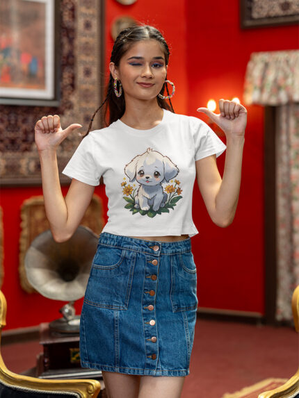 Cute Puppy Ladies Crop Top - Crop-1553