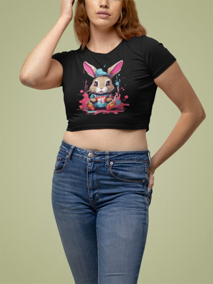 Cute Bunny Ladies Crop Top - Crop-1556