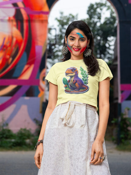 Cute Baby Dino Ladies Crop Top - Crop-1559