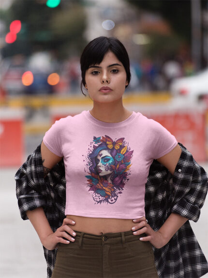 Blooming Beauty Figure Graphic Ladies Crop Top - Crop-1561