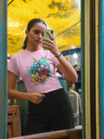 Ladies Floral Crop Top – Bold Statement with Artistic Flair - Crop-1570