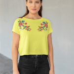 Floral Shoulder Design Ladies Crop Top - Crop-334