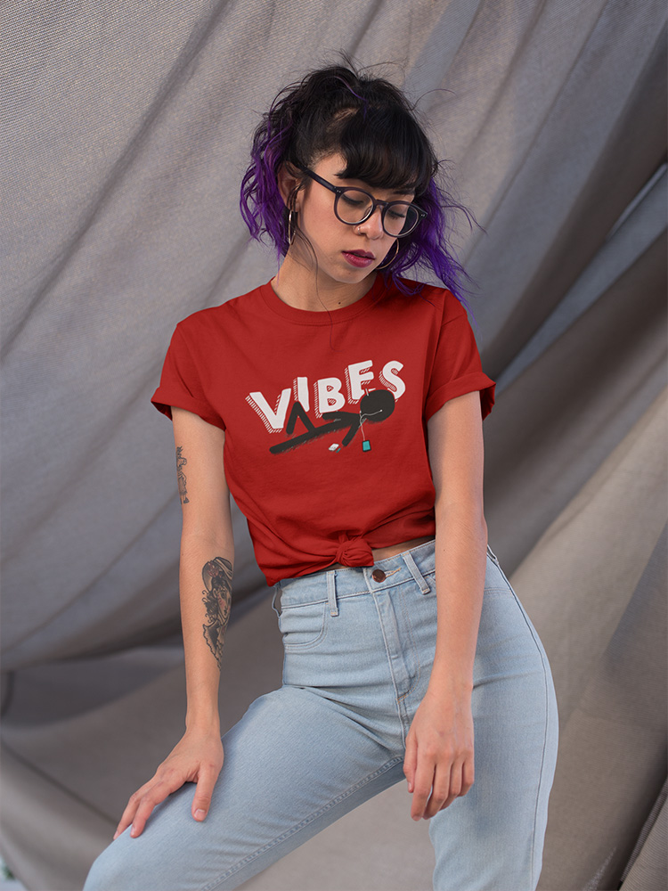 1038 red Chill Vibes Graphic T-Shirt for Relaxed Style - WTEE-1038 - Image 1