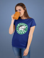 Cats & Coffee Enthusiast Tee with Fun Design - WTEE-1056 - Image 2