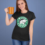 Cats & Coffee Enthusiast Tee with Fun Design - WTEE-1056