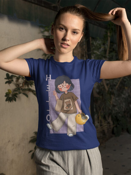 Cute Anime Girl Character T-Shirt - Playful Graphic Design - WTEE-1071