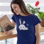 Playful Rabbit Cartoon Tee - Perfect for Casual Outfits - WTEE-1085