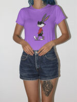 Cool Bunny Character Graphic T-Shirt for Casual Looks - WTEE-1087 - Image 2