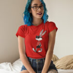 Cool Bunny Character Graphic T-Shirt for Casual Looks - WTEE-1087