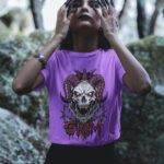 Grim Skull Graphic T-Shirt – Dark Aesthetic Statement Top - WTEE-1053