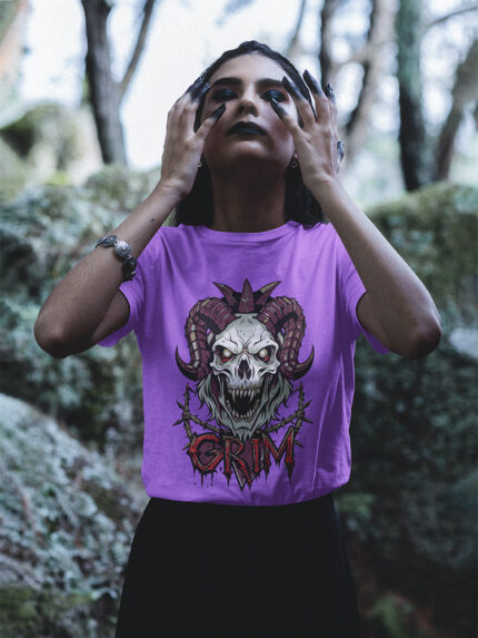 Grim Skull Graphic T-Shirt – Dark Aesthetic Statement Top - WTEE-1053