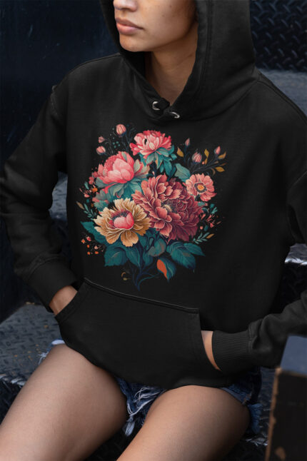 Floral Printed Hoodie - HOOD-1900