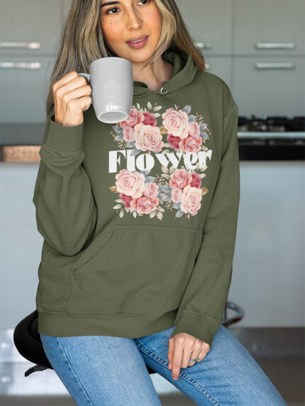 Floral Printed Hoodie - HOOD-1911
