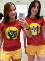 Quirky Cat Matching T-Shirts for Women – Fun Cartoon Design