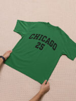 CHICAGO Letter Graphic Breathable Cotton Drop Shoulder T-Shirt – DRP-1106 - Image 2