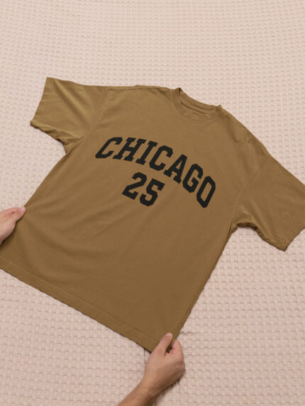 CHICAGO Letter Graphic Breathable Cotton Drop Shoulder T-Shirt – DRP-1106