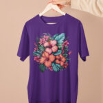 Hibiscus Flower Designed Ladies T-shirt-WTEE-1559