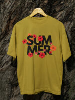 SUMMER Letter Graphic Breathable Cotton Drop Shoulder T-Shirt -DRP-1565 - Image 2