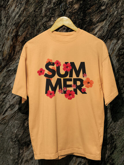 SUMMER Letter Graphic Breathable Cotton Drop Shoulder T-Shirt -DRP-1565
