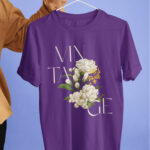 Vintage Floral Letter Graphic Womens Tee - WTEE-1566