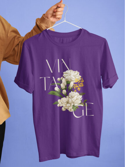 Vintage Floral Letter Graphic Womens Tee - WTEE-1566