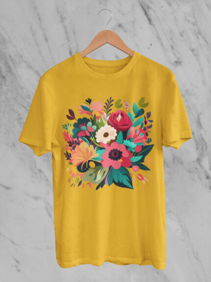 Casual Women's Floral Graphic Cotton Tee for a Simple and Versatile Style - WTEE-1581