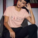 Paris Letter Graphic Womens T-shirt-WTEE-2000
