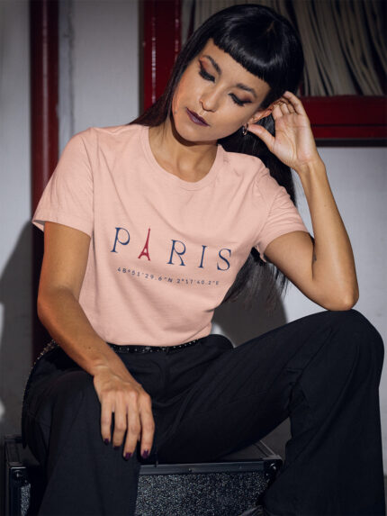 Paris Letter Graphic Womens T-shirt-WTEE-2000