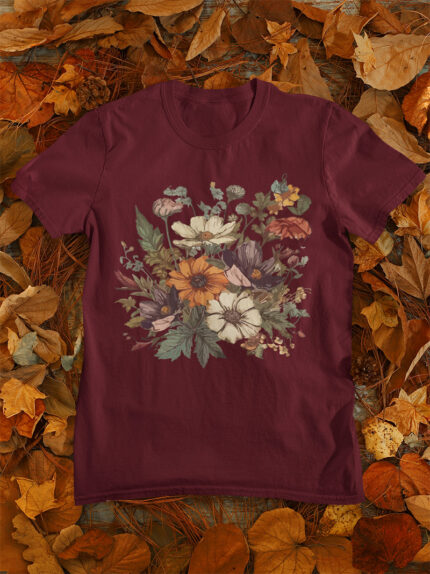 Floral Designed Ladies T-shirt - WTEE-335