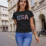 USA Letter Graphic Designed Lightweight Crewneck Tee - WTEE-1116