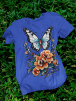 Butterfly and Floral Graphic T-Shirt - WTEE-1520 - Image 2
