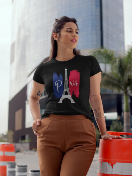 Paris Letter Graphic Breathable Short Sleeve T-Shirt - WTEE-2003