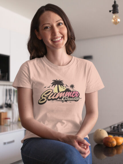 Summer Paradise designed Casual Cotton T-Shirt-WTEE-2005