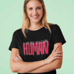 Human Letter Graphic Printed Summer T-shirt-WTEE-2010