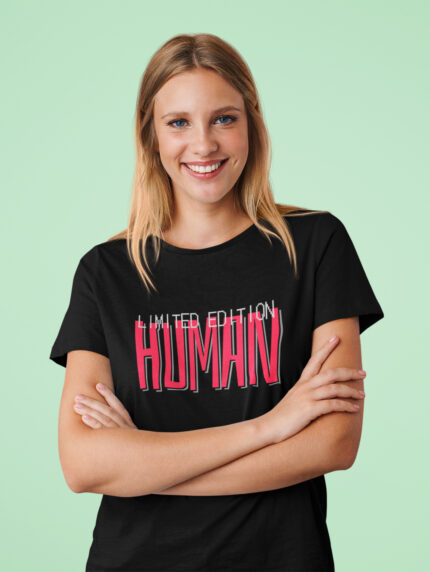 Human Letter Graphic Printed Summer T-shirt-WTEE-2010