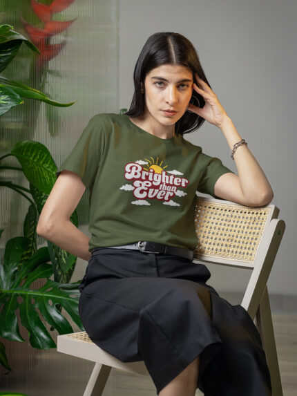 Letter Graphic Designed Soft and Breathable Ladies T-Shirt - WTEE-2016