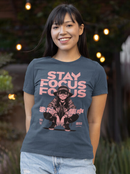 Stay Focus Printed Soft Cotton T-Shirt - WTEE-2044