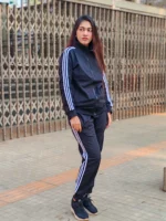 Comfortable Tracksuit Set with Classic Side Stripes for Everyday Wear | Black Color TST-B4B