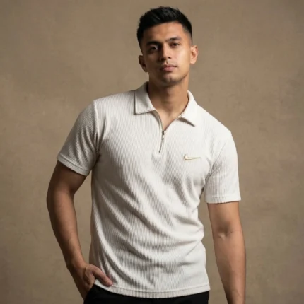 Premium Ribbed Half Zip Polo T-Shirt - PLV4-01