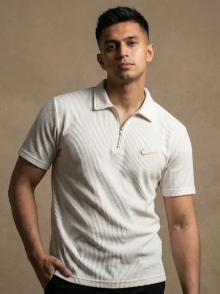 Premium Ribbed Half Zip Polo T-Shirt - PLV4-01