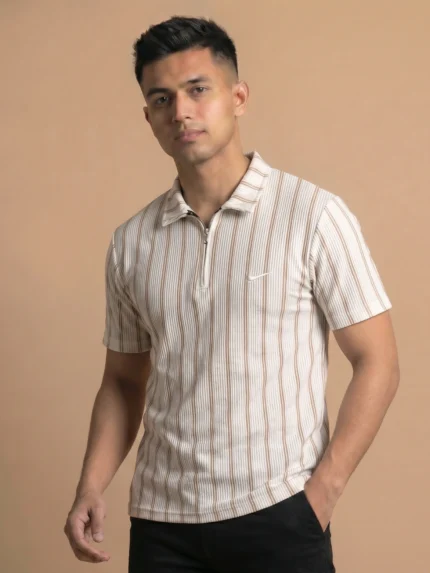 Premium Ribbed Half Zip Polo T-Shirt - PLV4-10