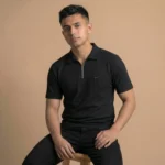 Premium Ribbed Half Zip Polo T-Shirt - PLV4-02 - Image 3